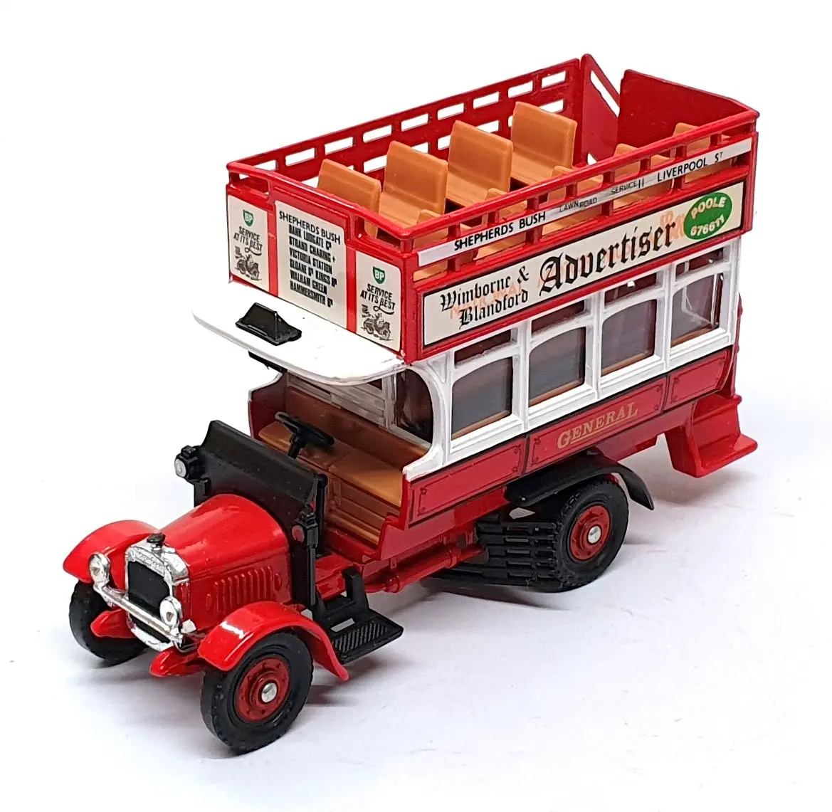 Corgi Apx 15Cm Long C858/1 Thornycroft Bus Wimborne & Dorset Advertiser Reworked 1