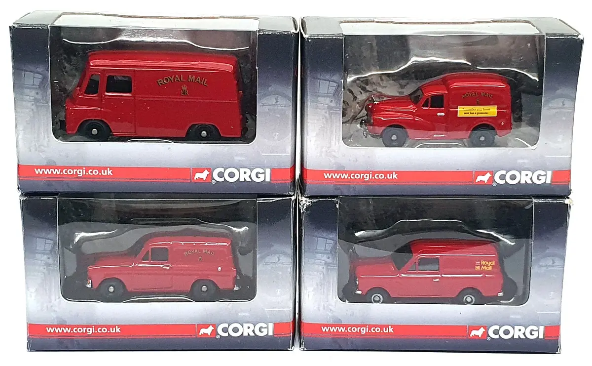 Corgi 1/76 Scale Rm2004 - Royal Mail Set Of 4 Vans Ford Bedford Morris 1