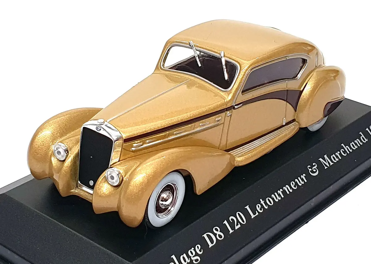 Altaya 1/43 Scale D8120g - 1939 Delage D8 120 Letourneur & Marchland - Gold 1