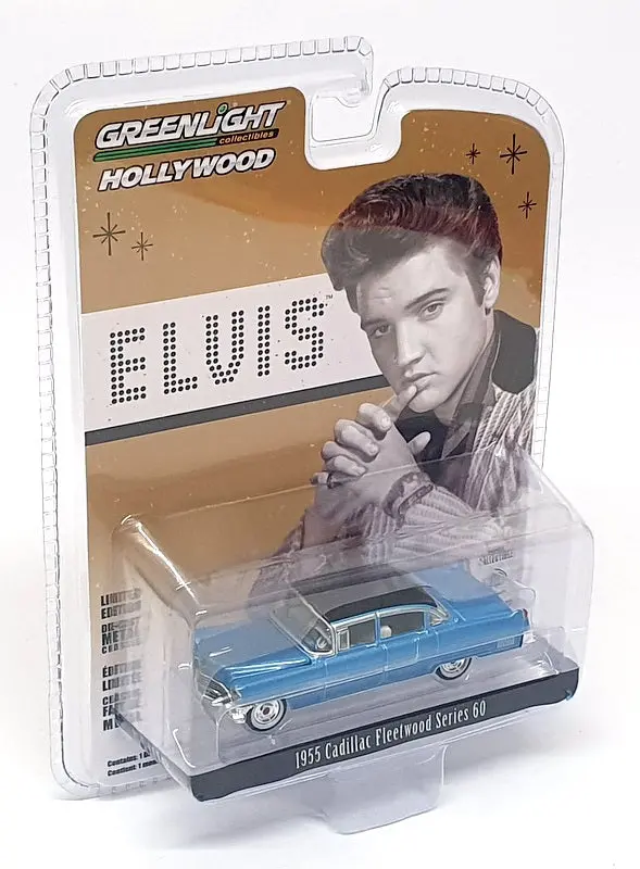 Greenlight 1/64 Scale 44760-A Elvis 1955 Cadillac Fleetwood S60 - Met Blue/Black 1