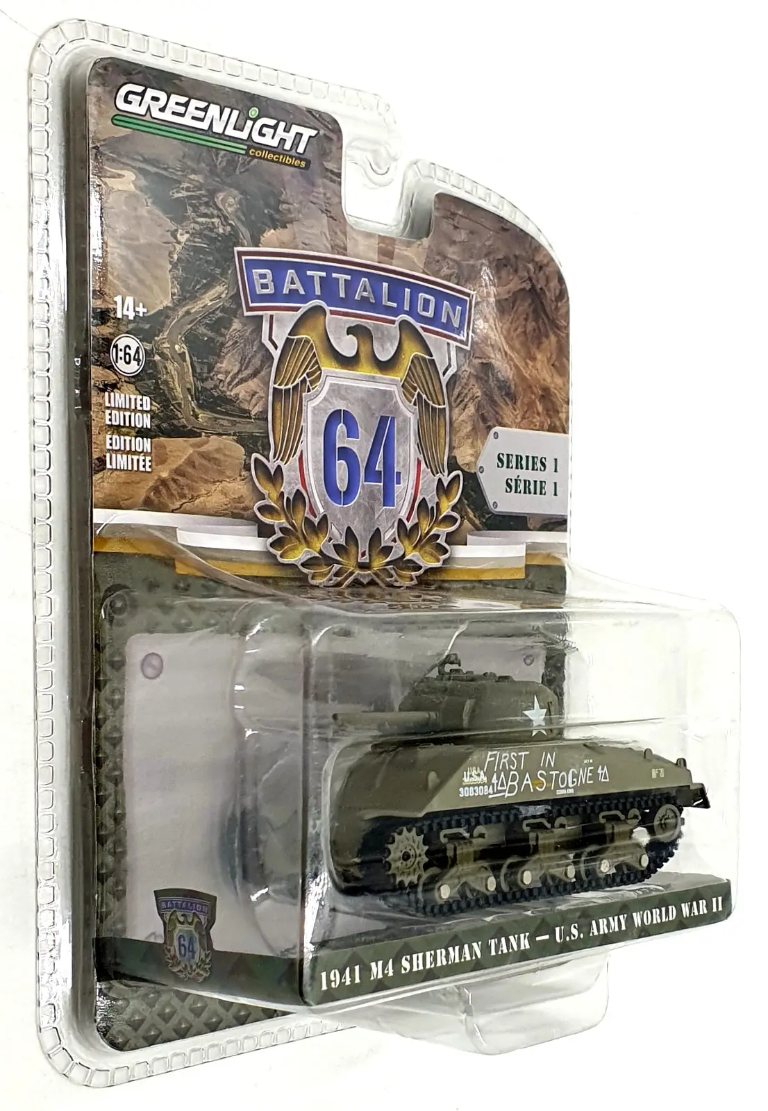 Greenlight 1/64 Scale 61010-A - 1941 M4 Sherman Tank - Us Army World War Ii 1