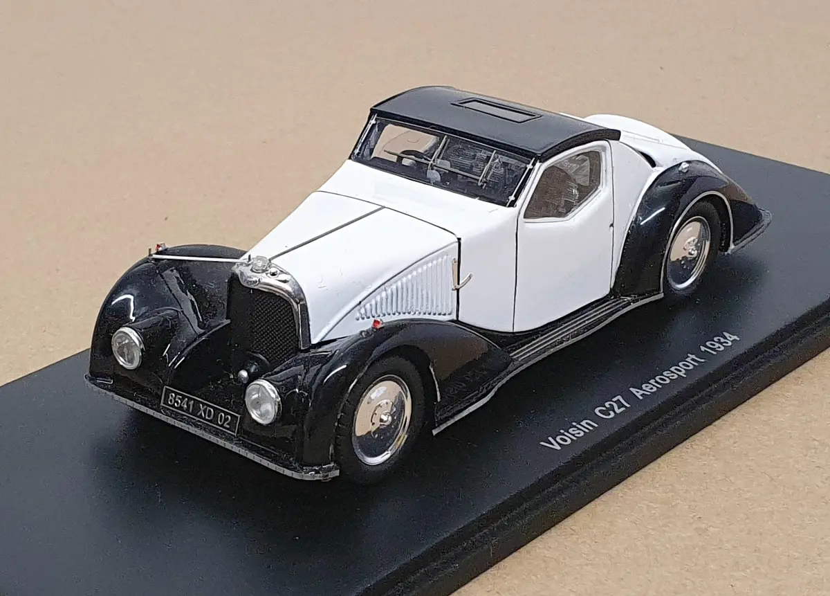 Spark Model 1/43 Scale S2706 - 1934 Voisin C27 Aerosport - White/Black 1