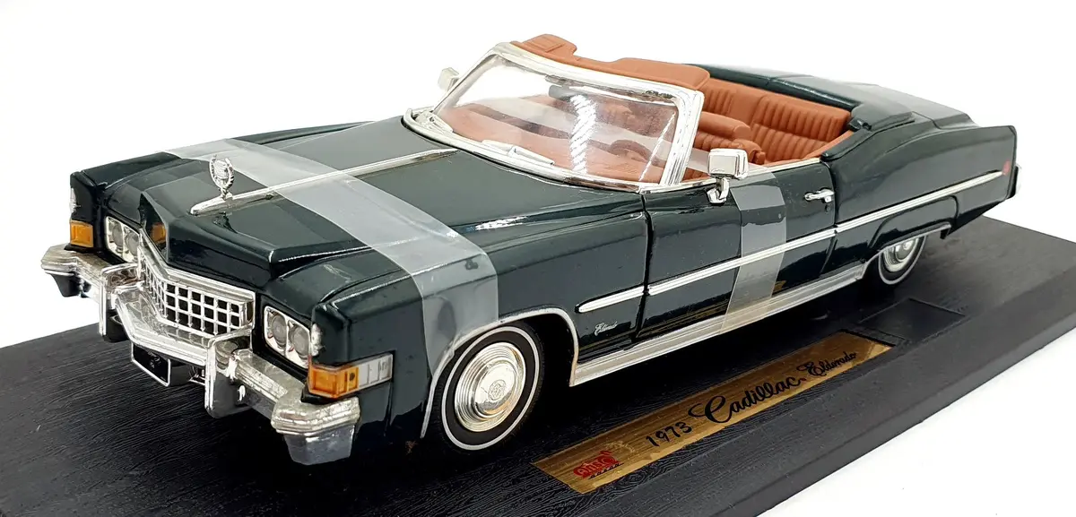 Anson 1/18 Scale Diecast 30387 - 1973 Cadillac Eldorado Convertible Met Dk Green 1