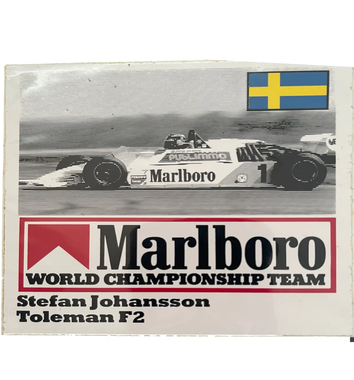 Marlboro-World-Championship-Team-Driver-Sticker- Stefan Johansson - Toleman F2 1
