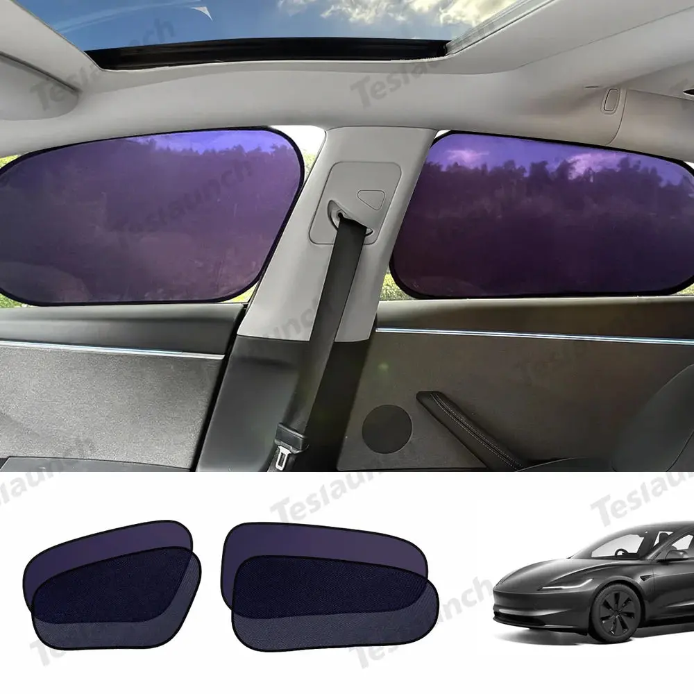 Static Cling Mesh Insulated Side Window Sunshade For Tesla Model 3 3