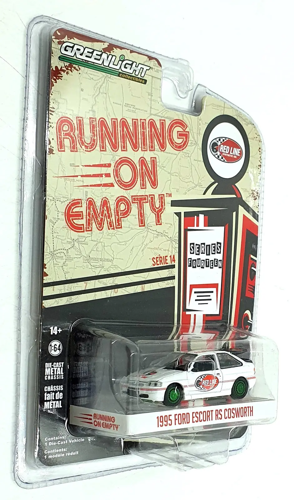 Greenlight 1/64 Scale 41140-E - 1995 Ford Escort Rs Cosworth - Red Line Chase 1
