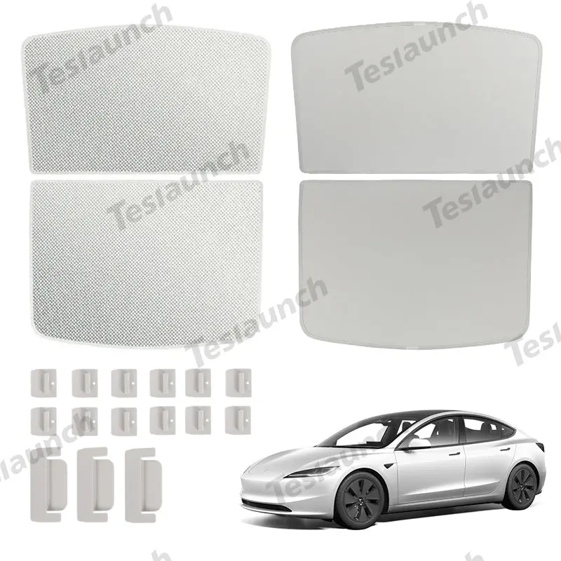 Upgrade Built-In Reflective Sunroof Sunshade For 2024+ Model 3 Highland - Lightweight Reflective Silver Coated Sun Visor 1