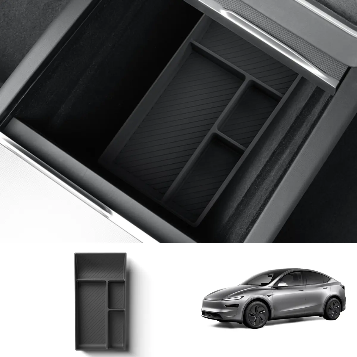 Silicone Center Console & Armrest Lower Storage Tray For Tesla Model Y Juniper 2025+ 1