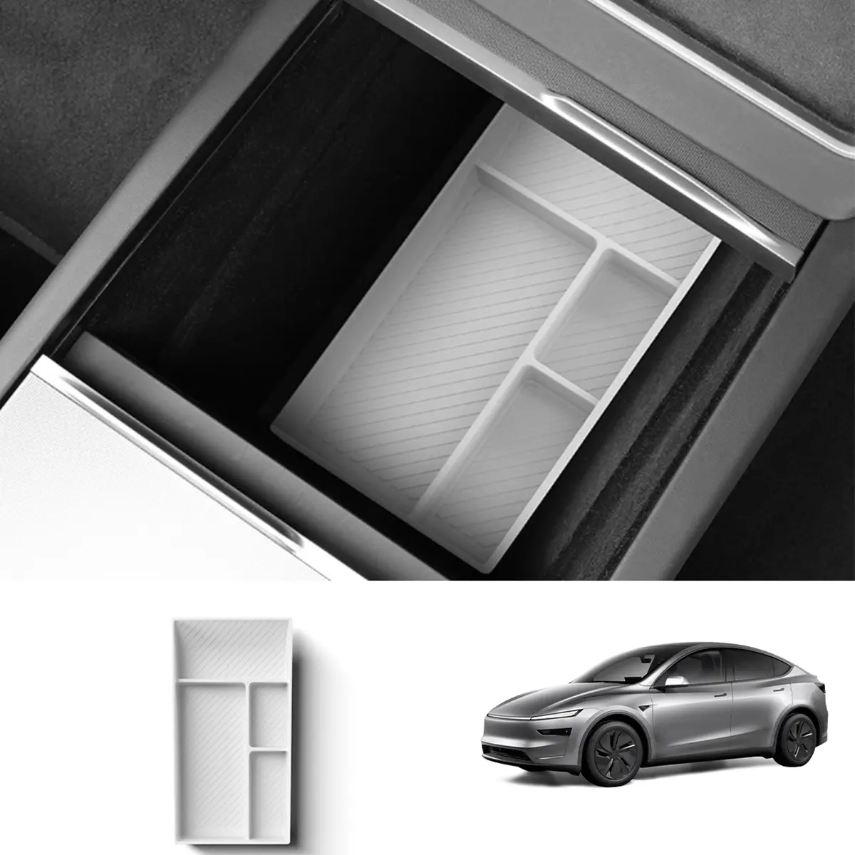 Silicone Center Console & Armrest Lower Storage Tray For Tesla Model Y Juniper 2025+ 2