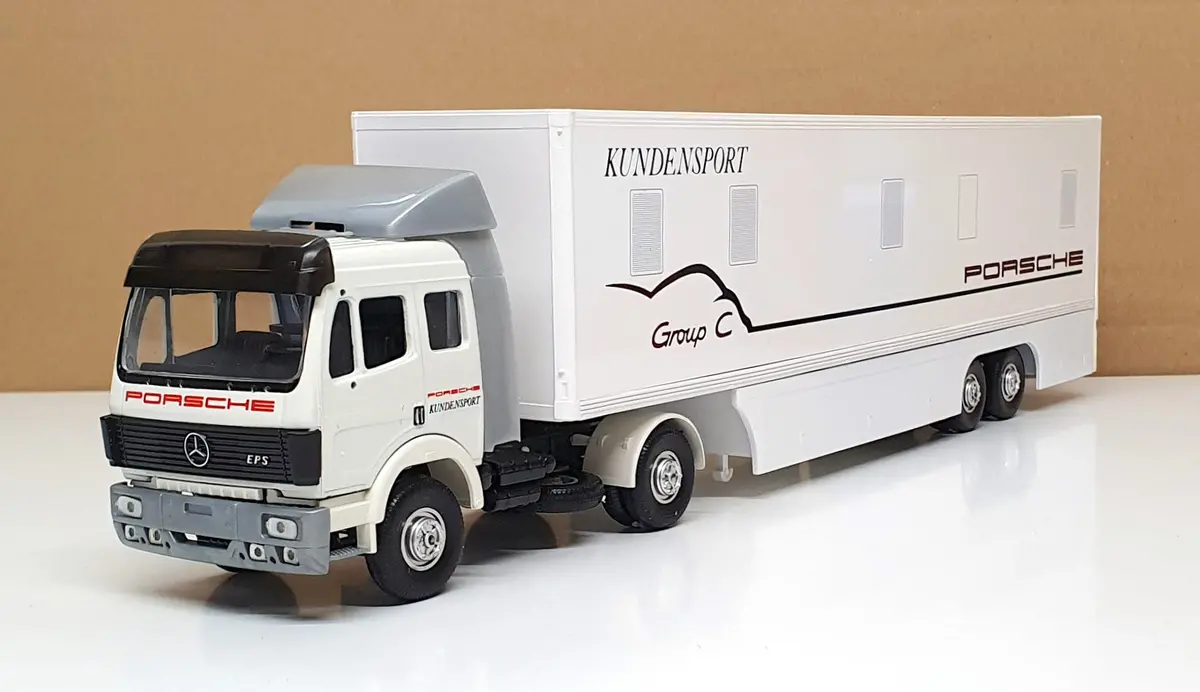 Eligor 1/43 Scale 5403 - Mercedes Benz Transporter Truck Porsche - White 1