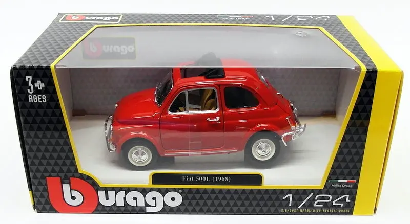 Burago 1/24 Scale Diecast Model Car 18-22099 - 1968 Fiat 500L - Red 1
