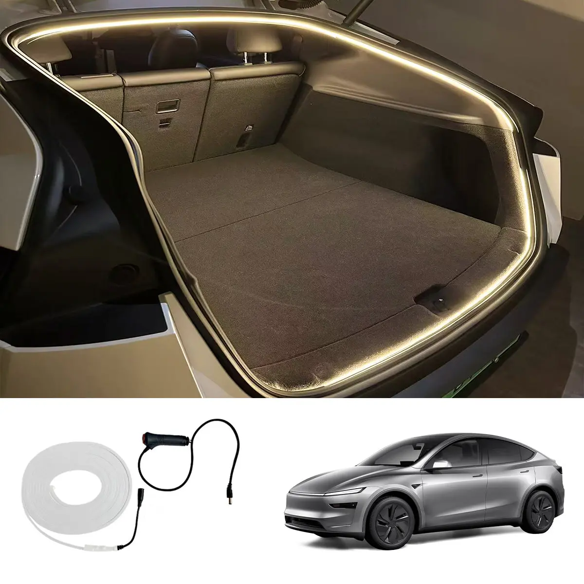 Front & Rear Trunk Ambient Lighting – Soft Glow Upgrade For Tesla Model Y Juniper 2025+ 2