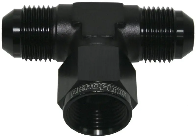 An Female Swivel Tee Fitting – 6An Black Side-Outlet 1