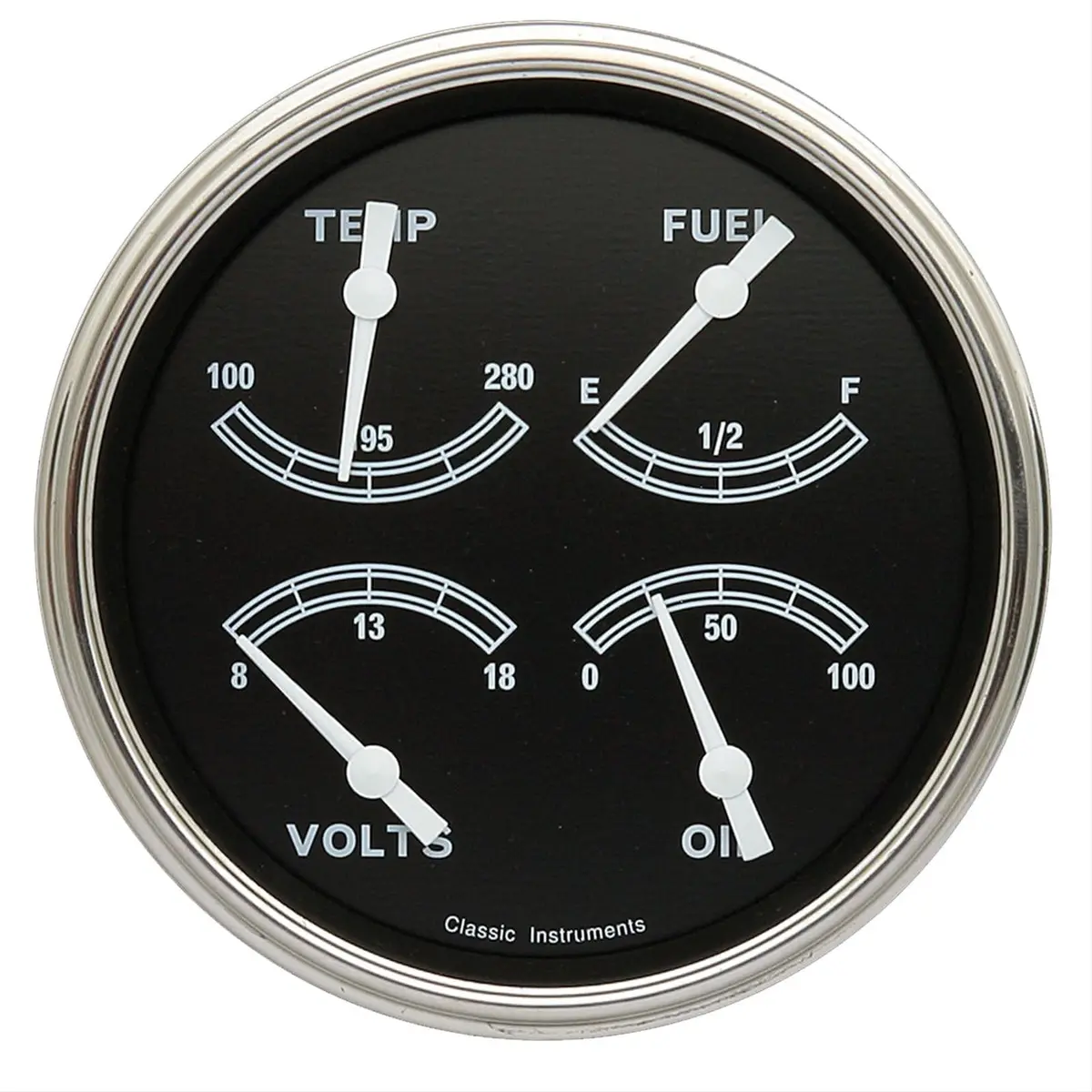 Classic Instruments Traditional Gauge Set – Analog Layout, Chrome Bezels (Tr73Slf) 1