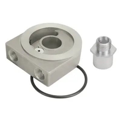 Derale Oil Filter Sandwich Adapter – Dual-Port, Threaded Fitting, Part 25773 1