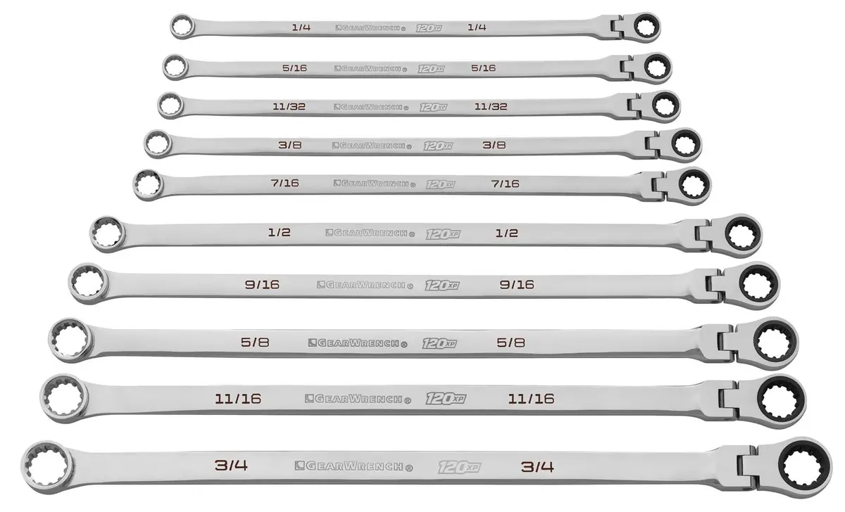 Gearwrench 86142 Flex Head Ratcheting Wrench Set – 120Xp Series, 10-Piece 1