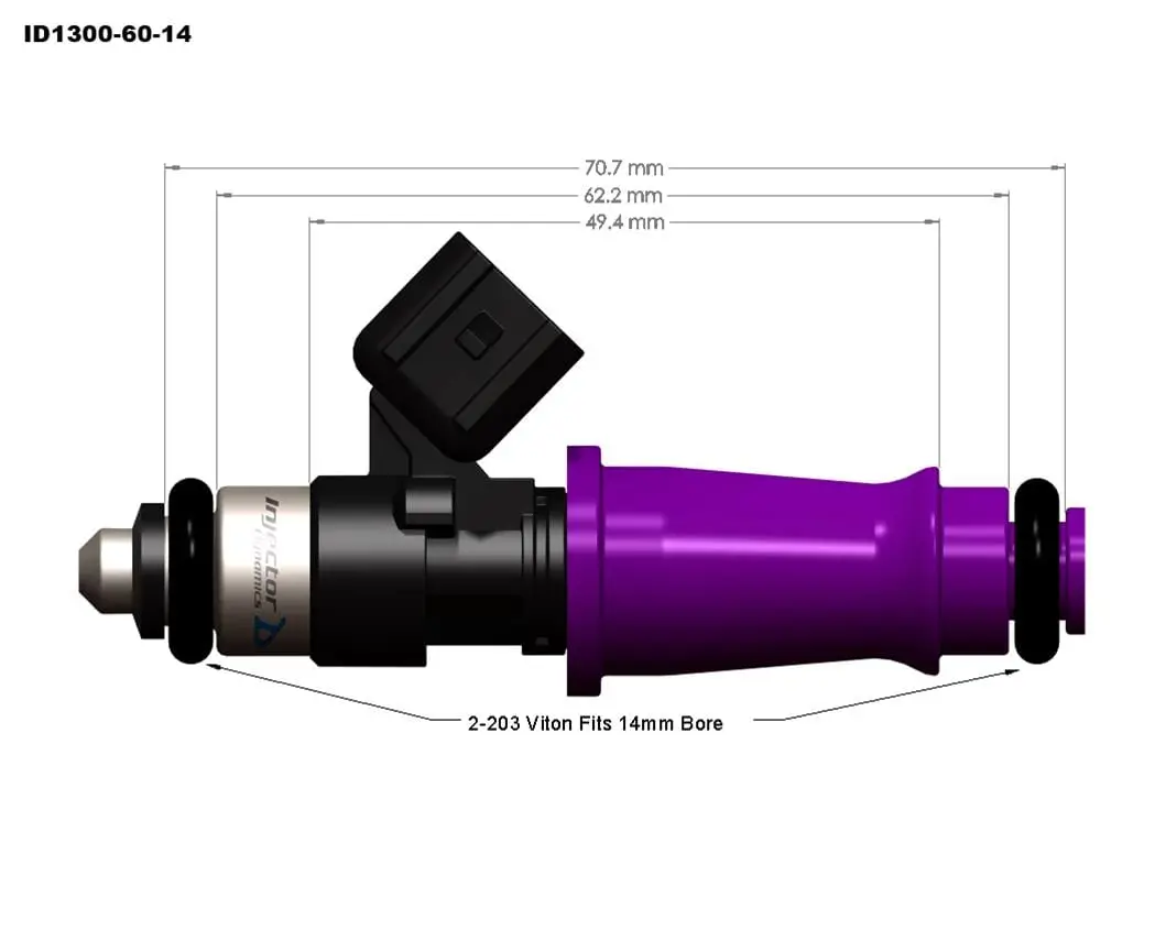 Injector Dynamics Id1300X High-Flow Fuel Injectors – 1300Cc, 60Lb/Hr, Ev14 Fitment 1